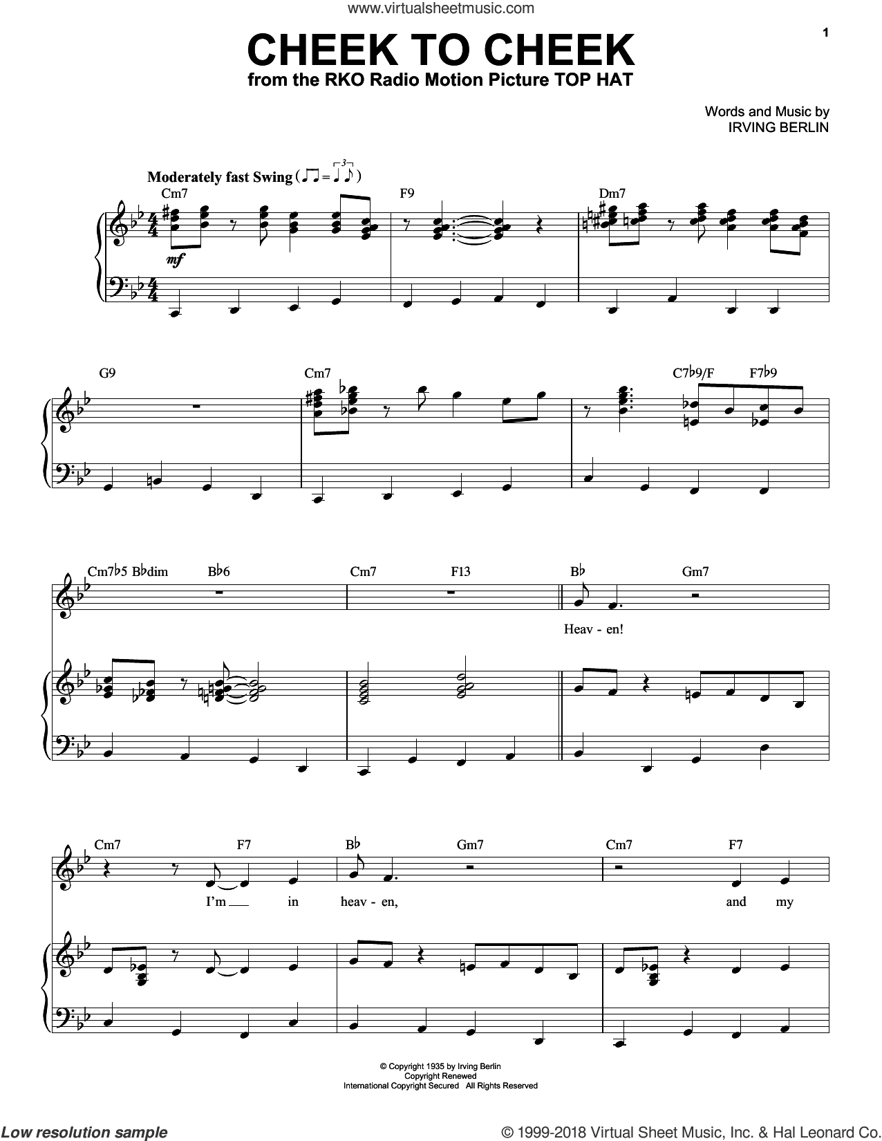 Sinatra Cheek To Cheek Sheet Music For Voice And Piano Pdf