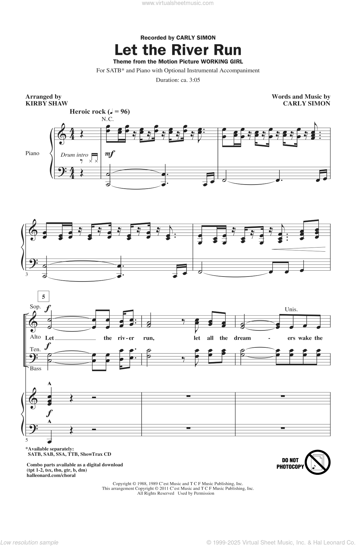 Simon Let The River Run Sheet Music For Choir Satb Soprano Alto Tenor Bass