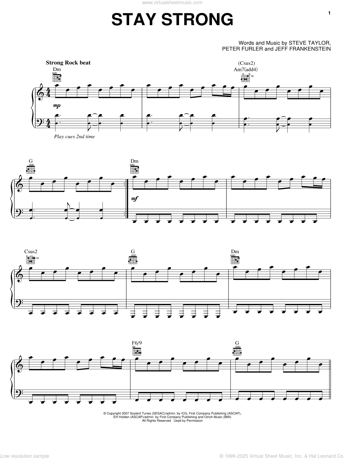 Stay Strong sheet music for voice, piano or guitar (PDF)