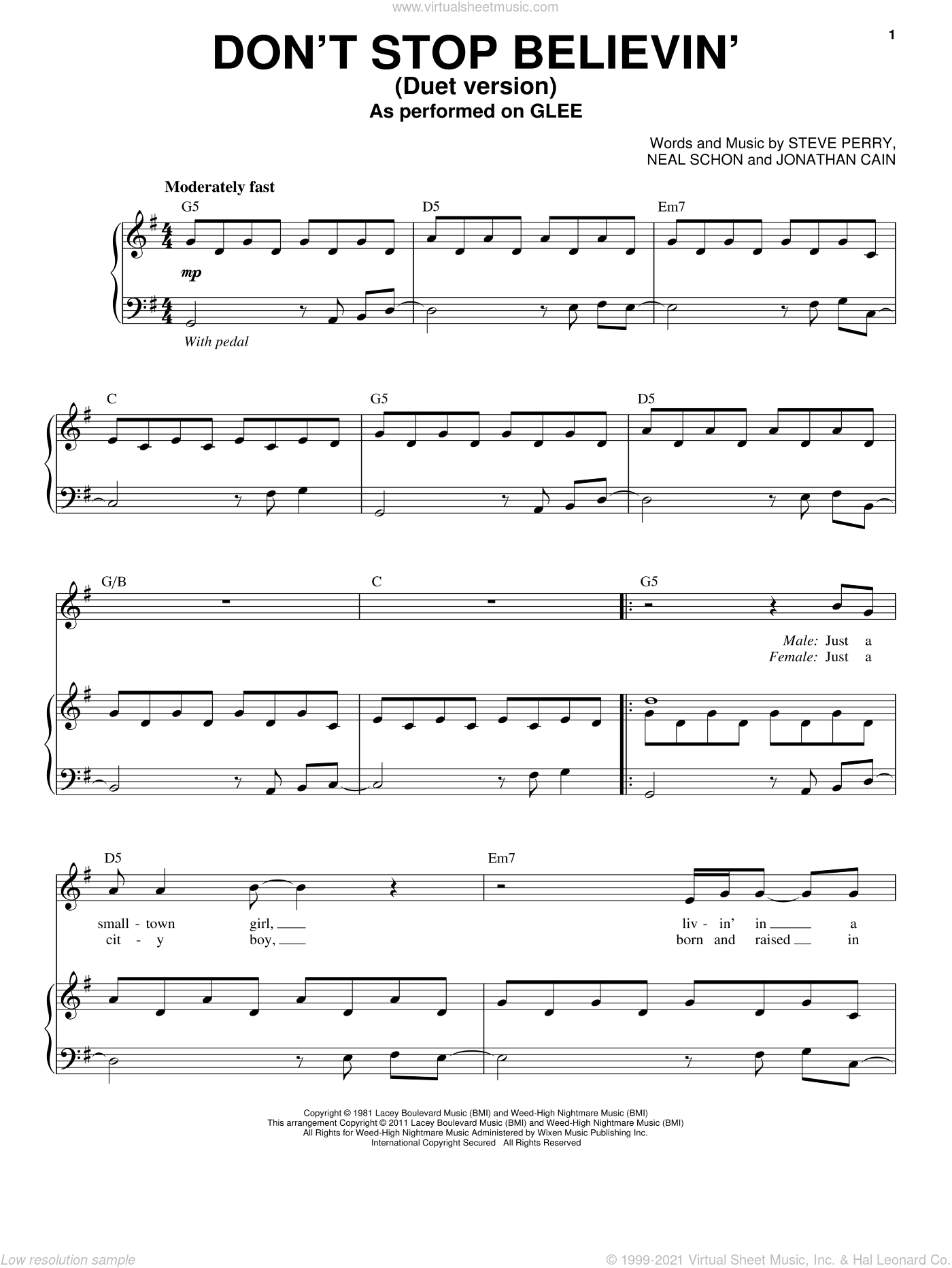 Skalk carro cuscús Don't Stop Believin' (Vocal Duet) sheet music for voice and piano v2