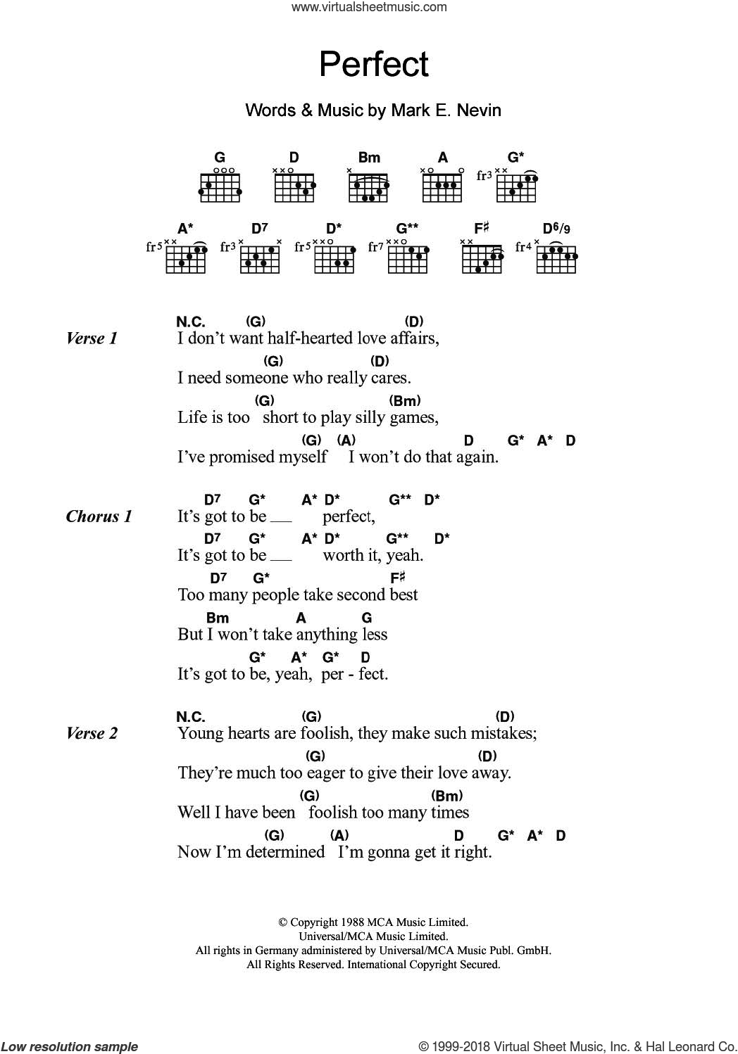 perfect guitar sheet music