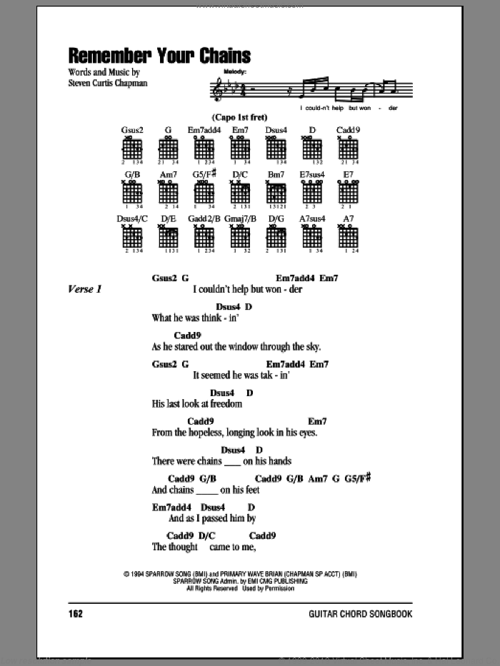 Remember Your Chains sheet music for guitar (chords) (PDF)