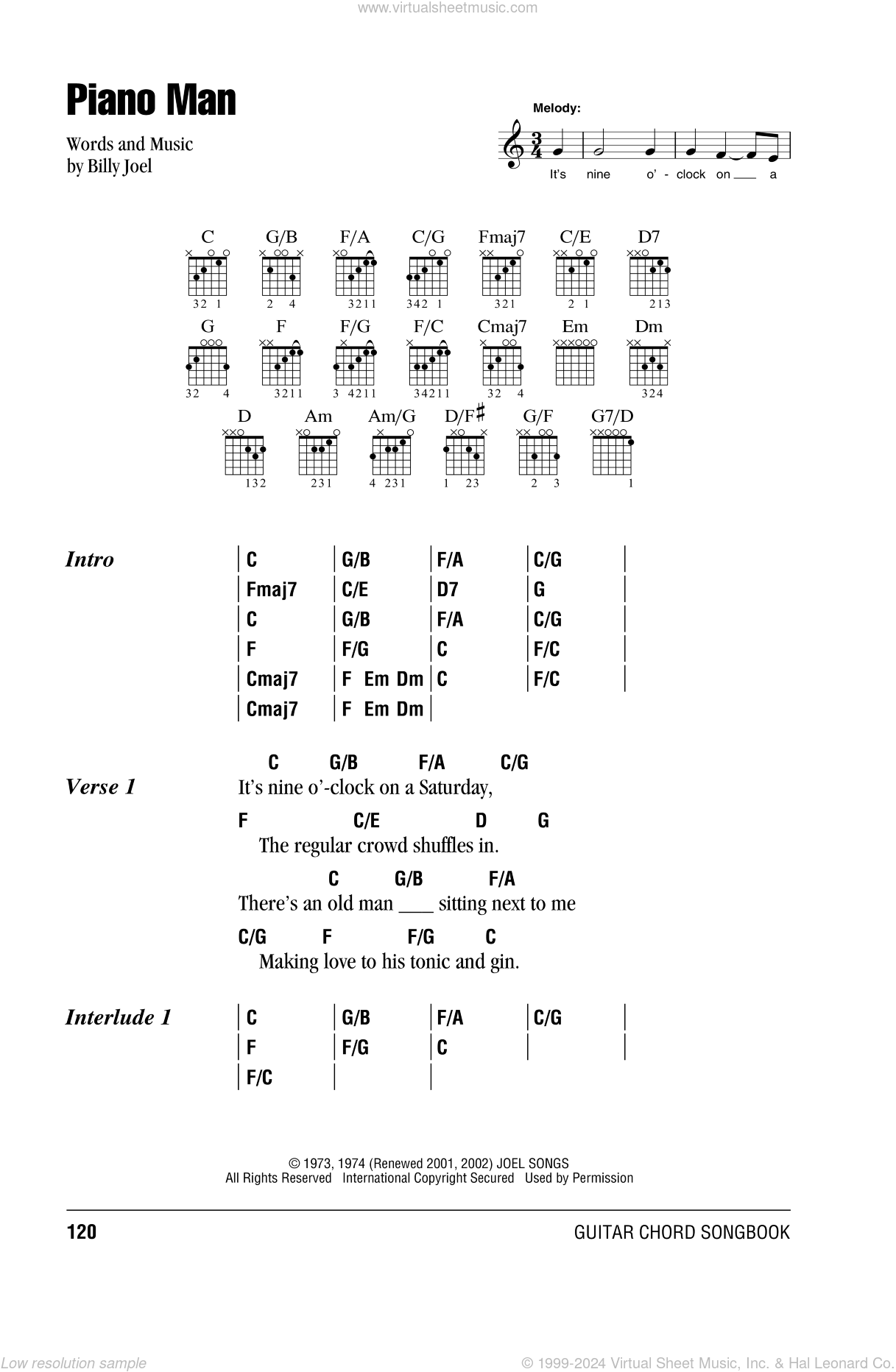 Guitar Chords Piano Man