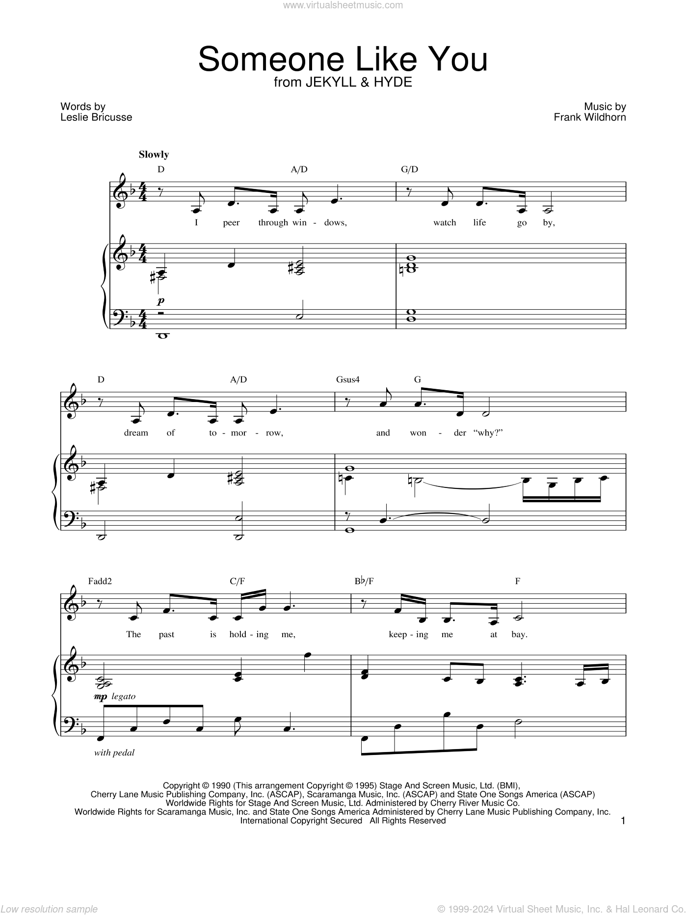 Someone Like You (from Jekyll and Hyde) sheet music for voice and piano, image size:1400x1864