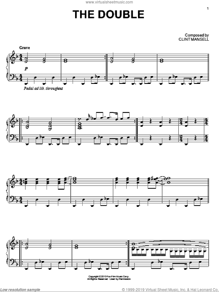 The Double (from Black Swan) sheet music for piano solo (PDF)