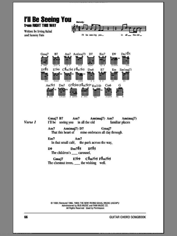 I'll Be Seeing You sheet music for guitar (chords) (PDF)