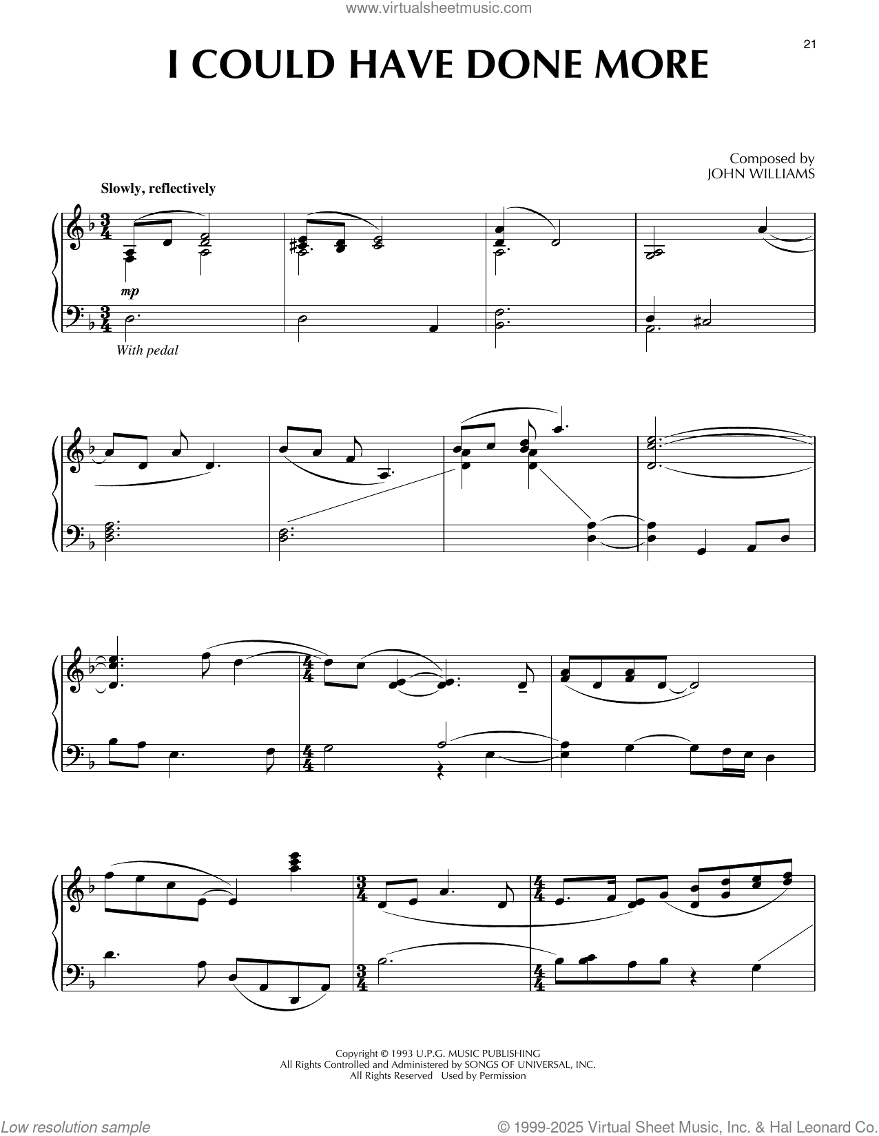 I Could Have Done More (from Schindler's List) sheet music for piano solo