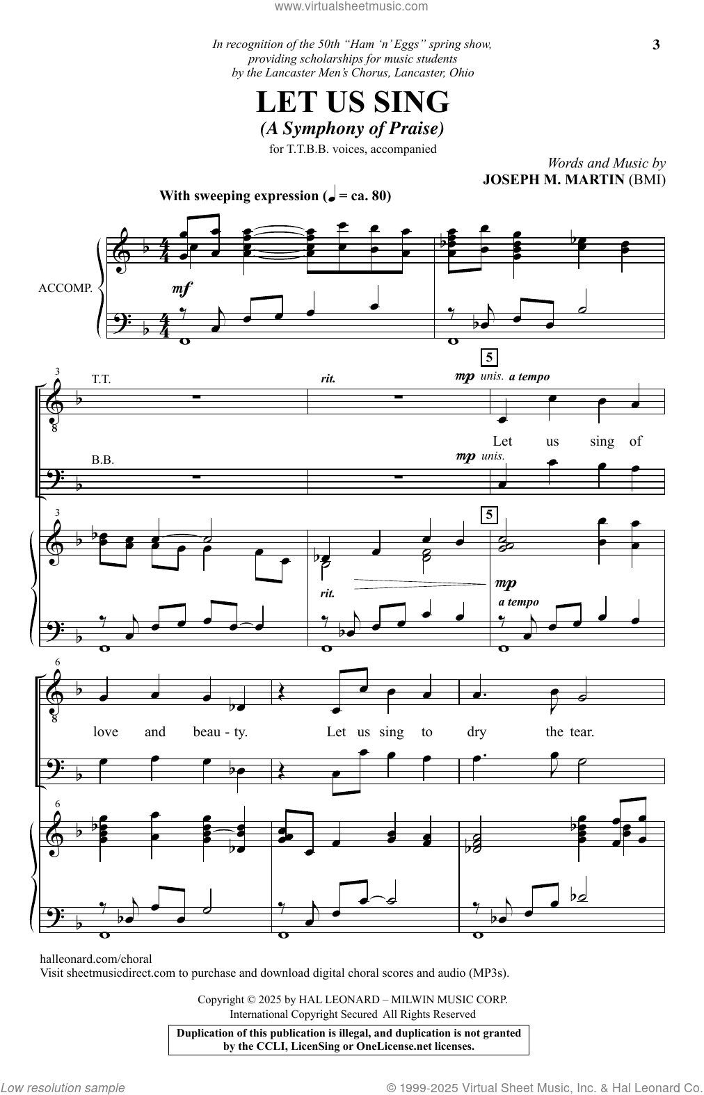 Let Us Sing sheet music for choir (TTBB: tenor, bass) (PDF)