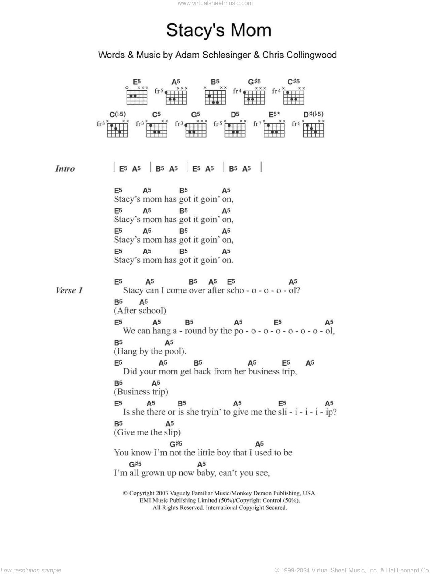 Wayne Stacy S Mom Sheet Music For Guitar Chords Pdf