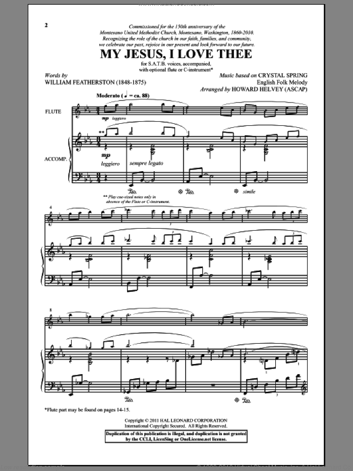 Helvey - My Jesus, I Love Thee Sheet Music For Choir (satb: Soprano 