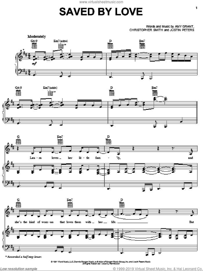 Saved By Love sheet music for voice, piano or guitar (PDF)