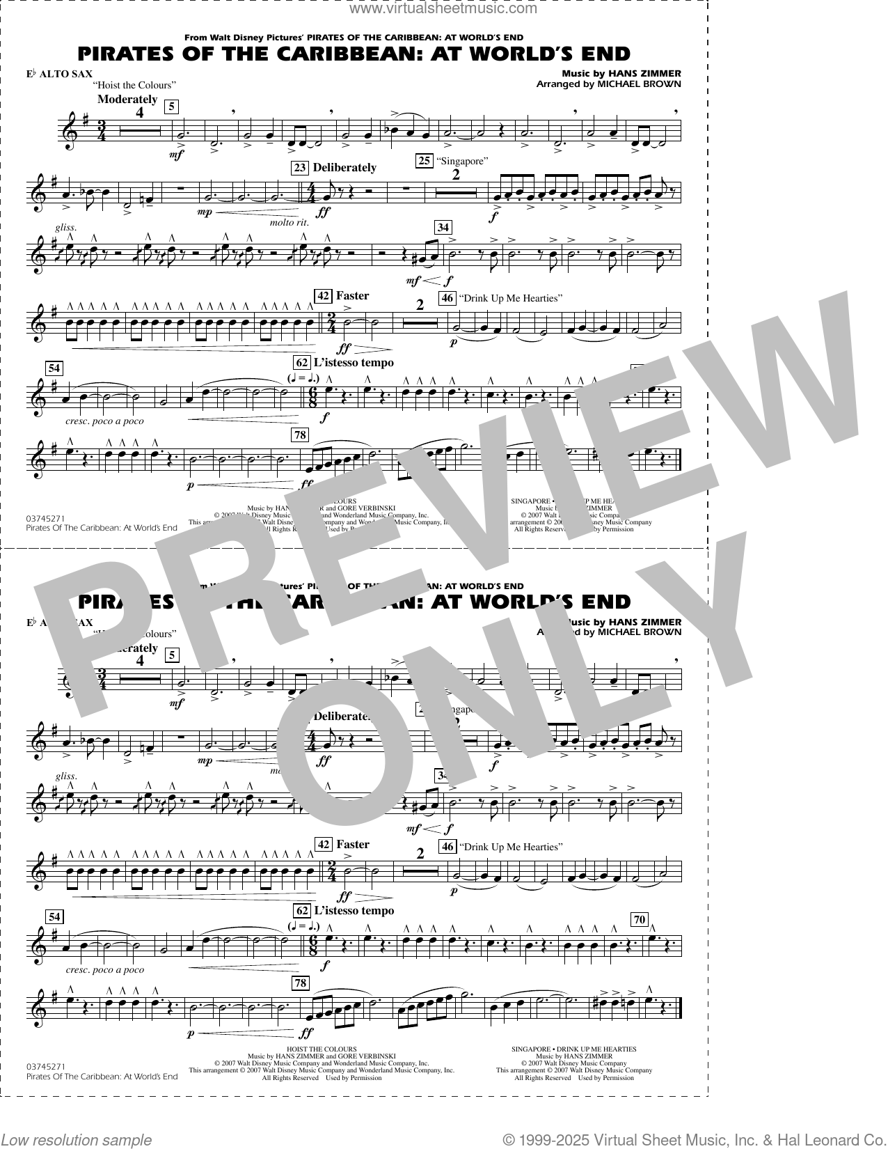 Pirates of the Caribbean: At World's End (arr. Brown) sheet music