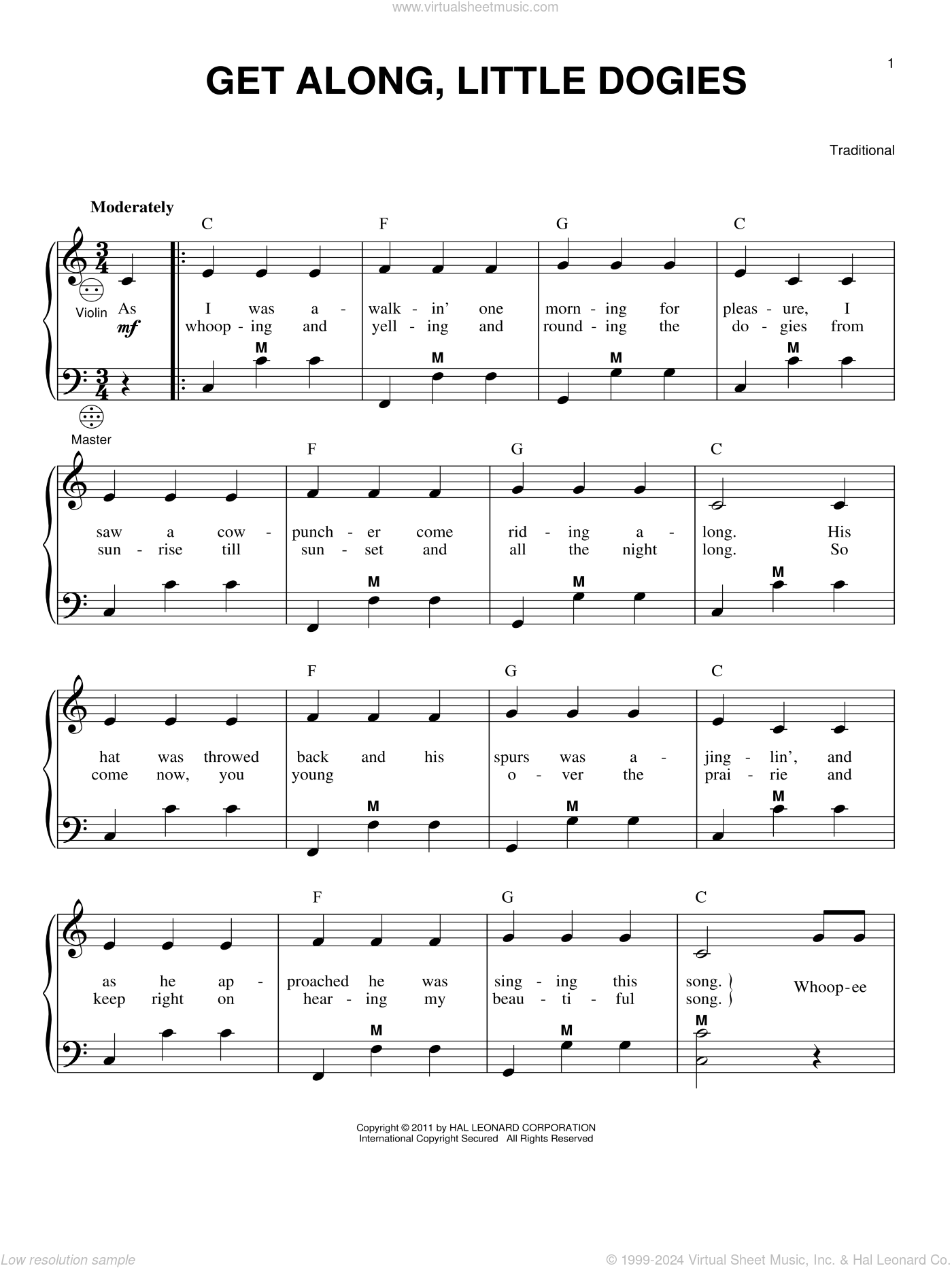 Get Along, Little Dogies sheet music for accordion (PDF)