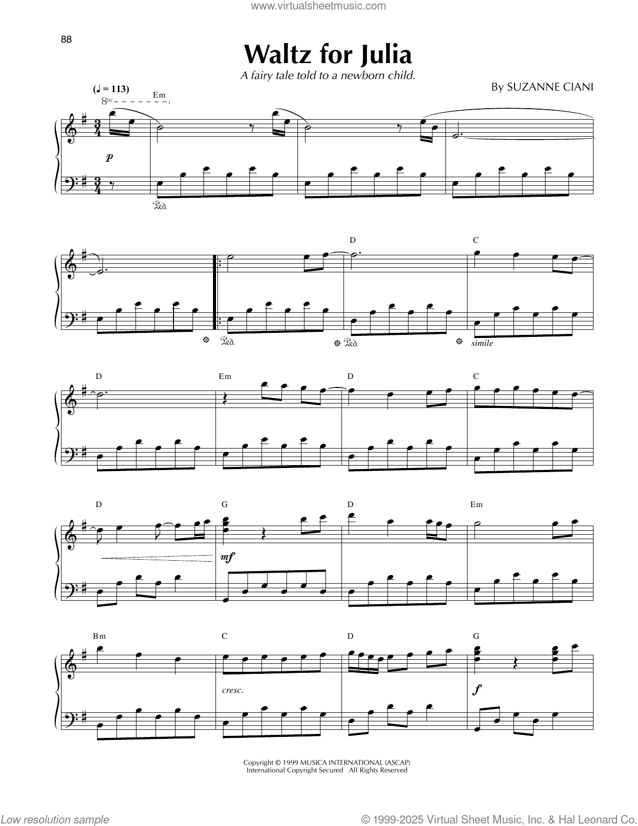 Waltz For Julia sheet music for piano solo (PDF)