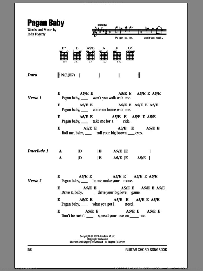 Revival Pagan Baby Sheet Music For Guitar Chords Pdf