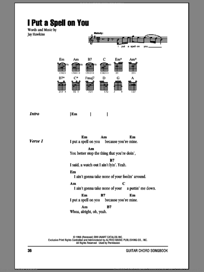 Creedence Clearwater Revival: I Put A Spell On You sheet music (real book -  melody and chords) (real book)