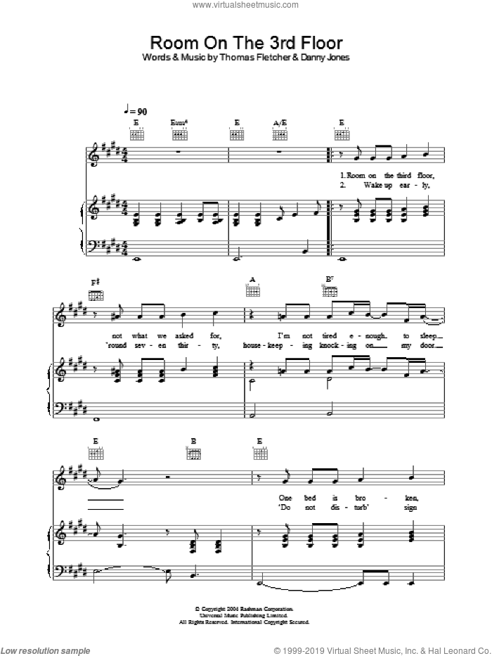 Mcfly Room On The 3rd Floor Sheet Music For Voice Piano Or Guitar