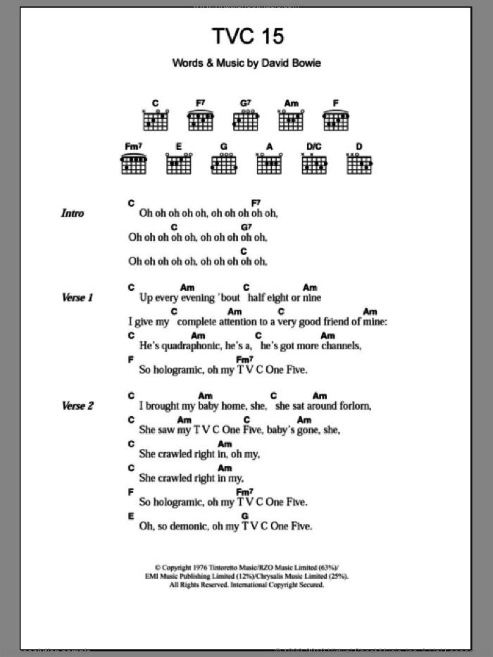 TVC 15 sheet music for guitar (chords) (PDF)