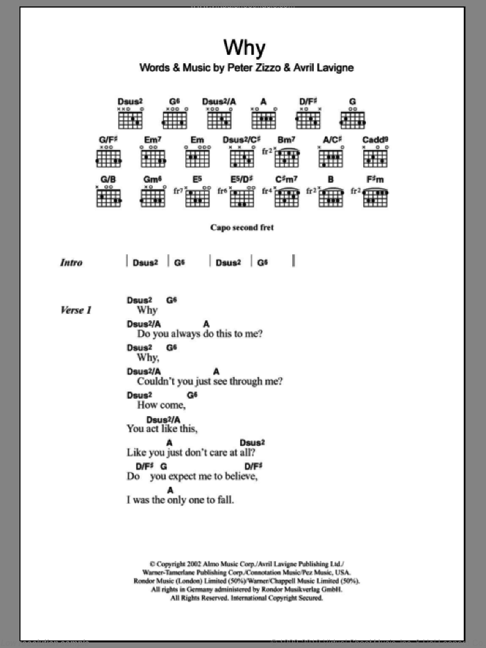 Avril lavigne chords