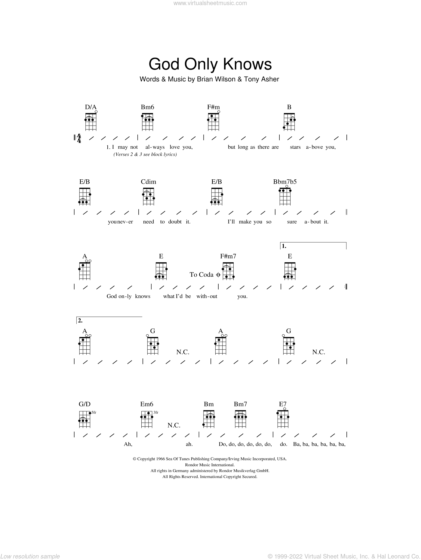 Boys God Only Knows Sheet Music For Ukulele Chords Pdf