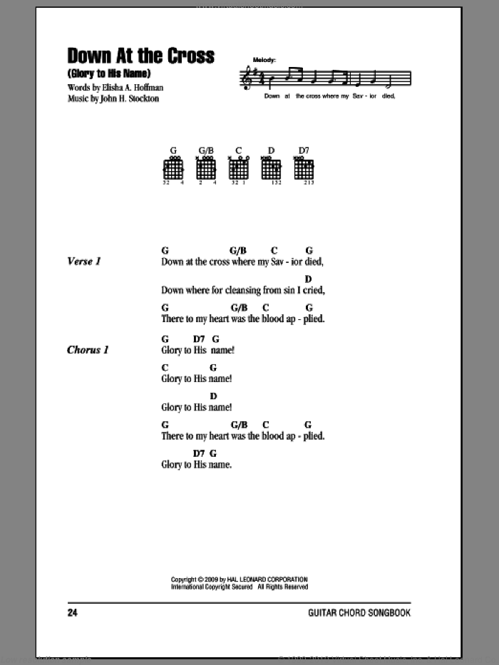 Down At The Cross (Glory To His Name) sheet music for guitar (chords)