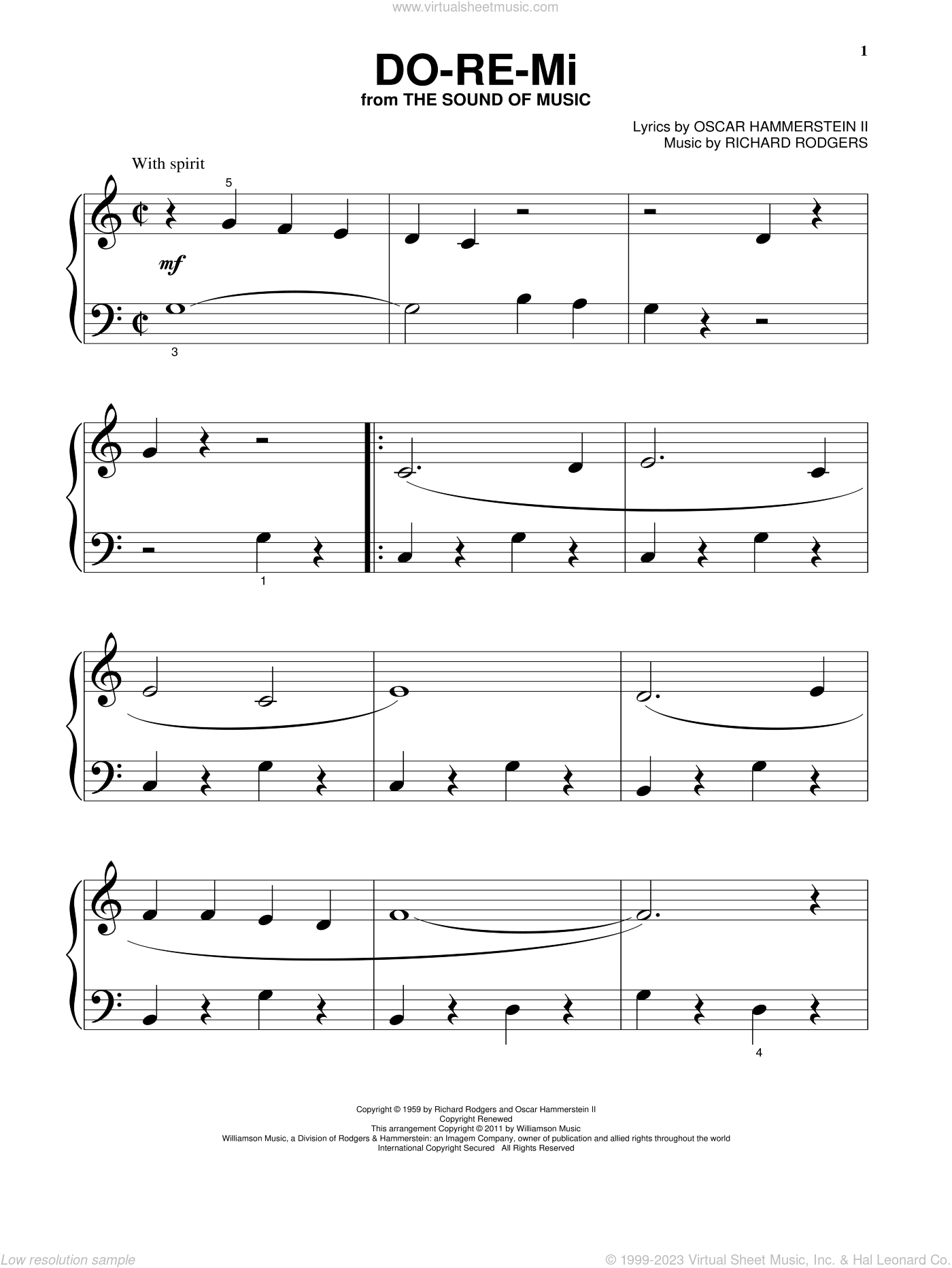 Hammerstein - Do-Re-Mi sheet music for piano solo (big ...