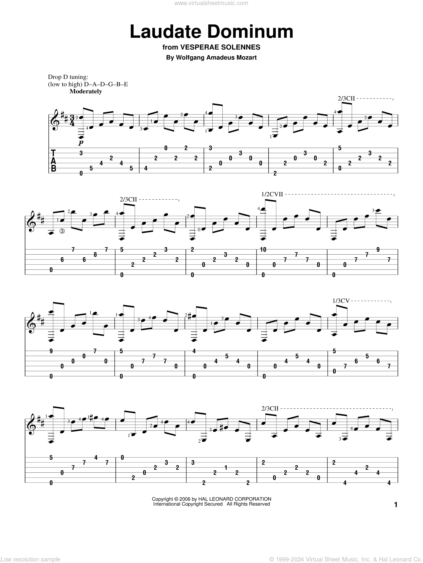 Mozart - Laudate Dominum Sheet Music For Guitar Solo [PDF]