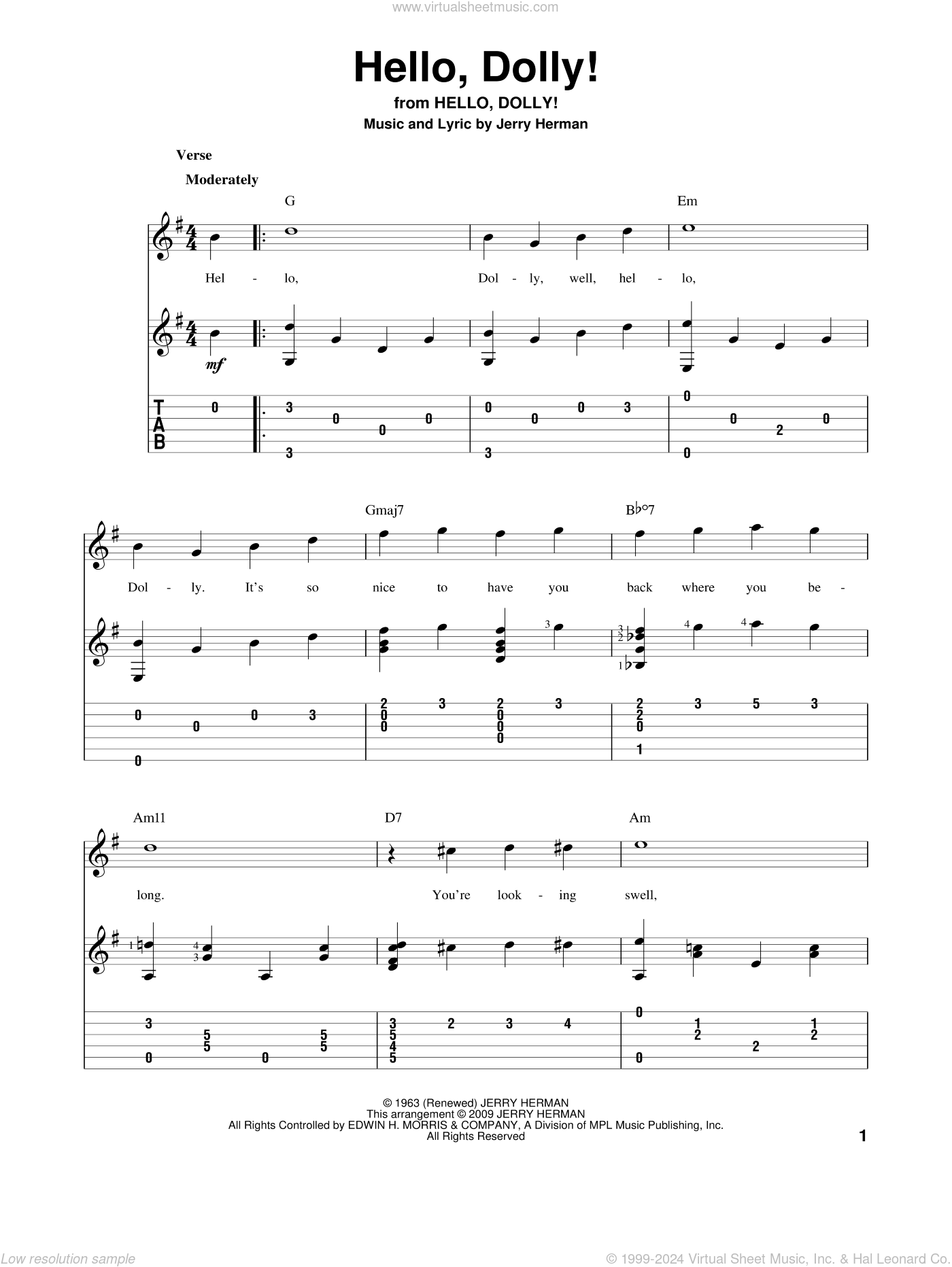 Armstrong Hello Dolly Sheet Music For Guitar Solo Pdf