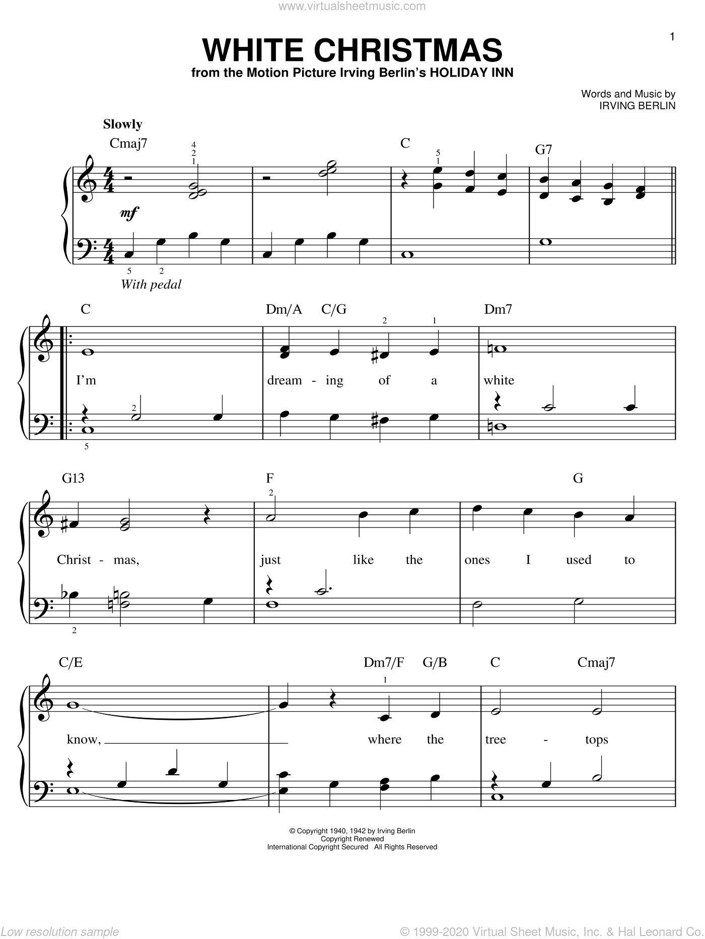 Berlin - White Christmas, (beginner) sheet music for piano solo