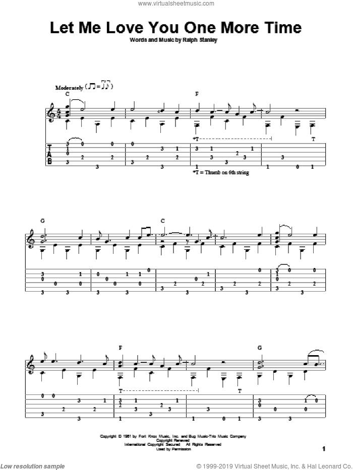 Let Me Love You One More Time sheet music for guitar solo (PDF)