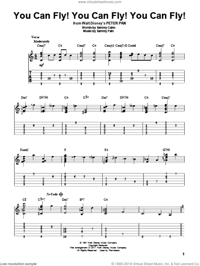 You Can Fly! You Can Fly! You Can Fly! (from Peter Pan) sheet music for