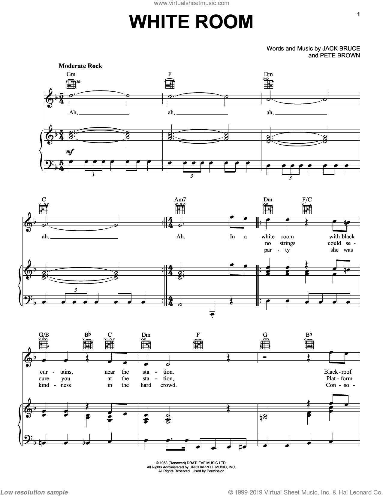 Cream White Room Sheet Music For Voice Piano Or Guitar Pdf