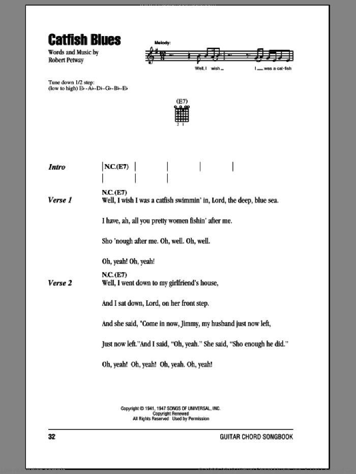 Catfish Blues sheet music for guitar (chords) (PDF) v2