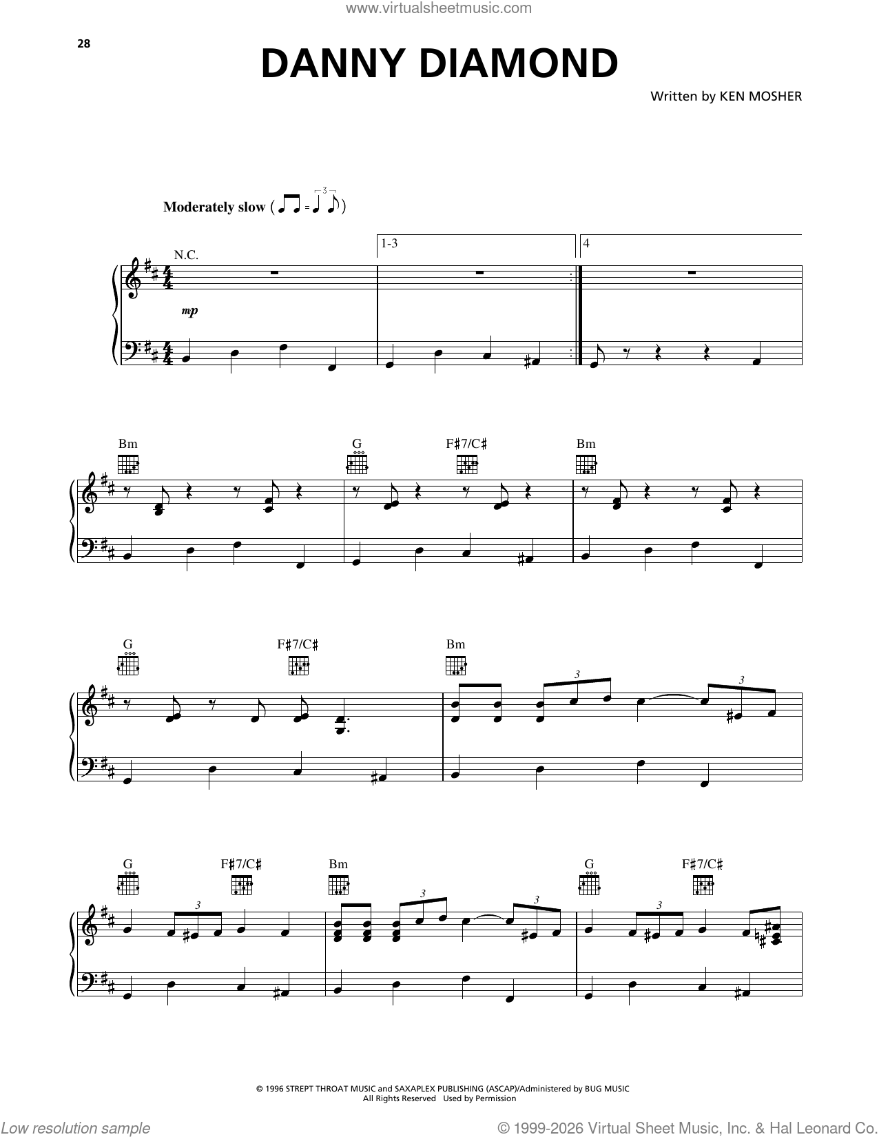 Danny Diamond Rhyme Danny Diamond sheet music for voice, piano or guitar (PDF)