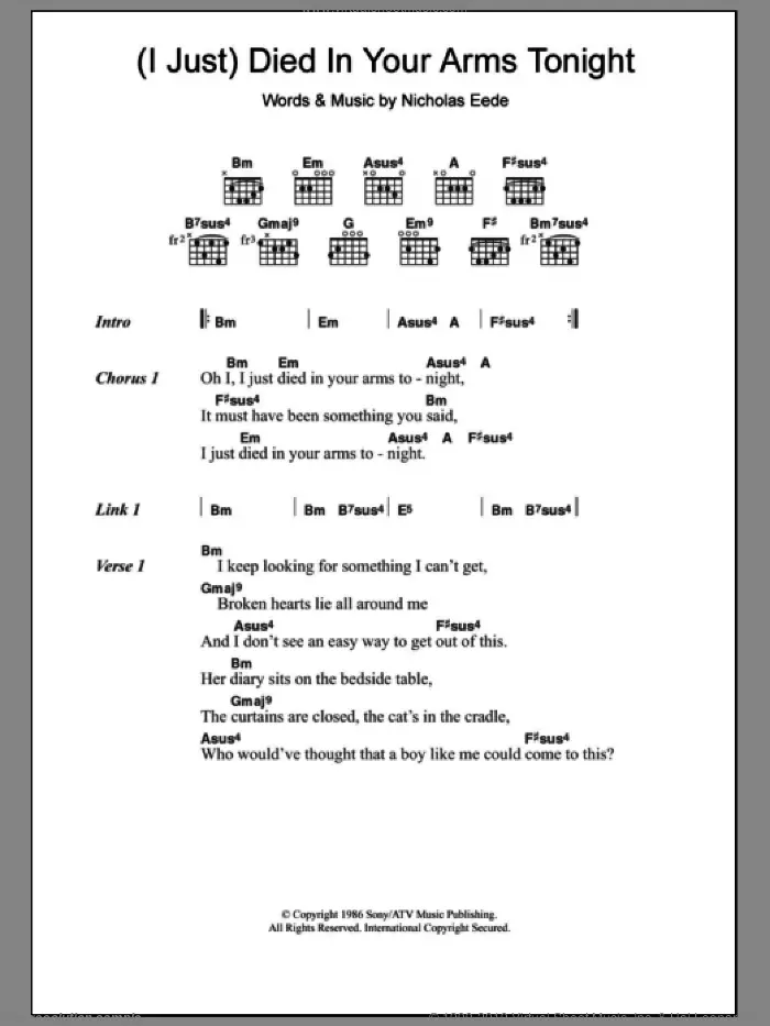 Песня died in arms. Cutting Crew i just died in your Arms Tonight. Ноты i just died in your Arms. I just died in your Arms Tonight Ноты для фортепиано. Died in your Arms Tonight Ноты.