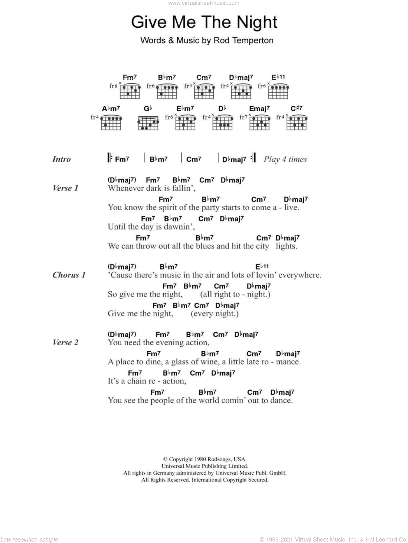 Benson Give Me The Night Sheet Music For Guitar Chords Pdf