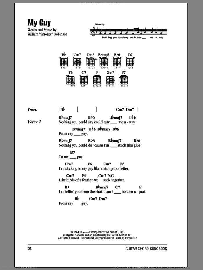 My Guy sheet music for guitar (chords) (PDF)