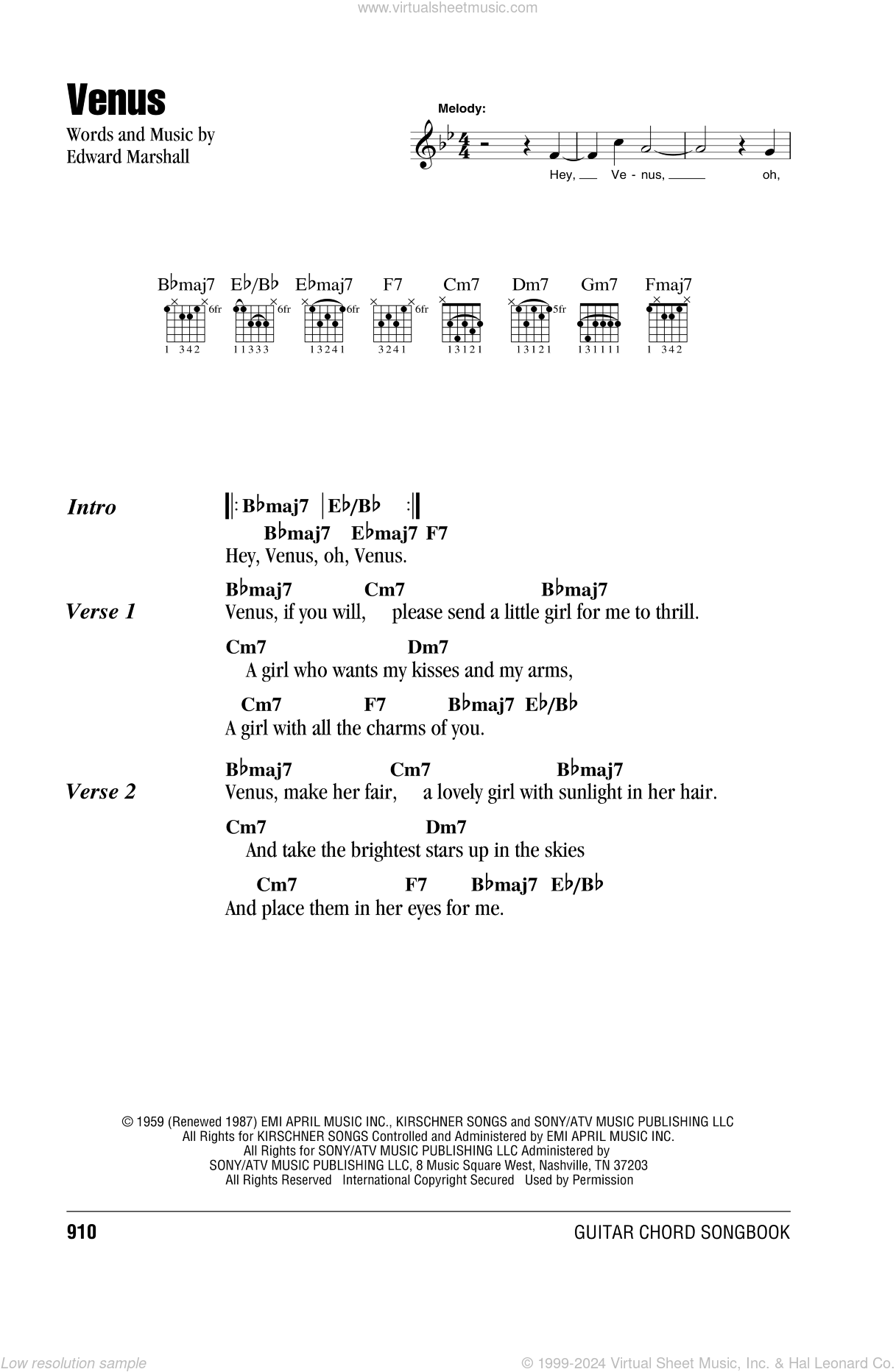 Avalon Venus sheet music for guitar (chords) [PDF]