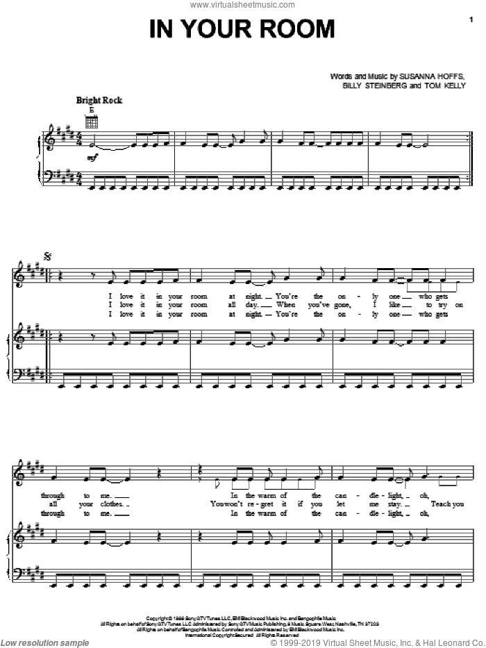 Bangles In Your Room Sheet Music For Voice Piano Or Guitar