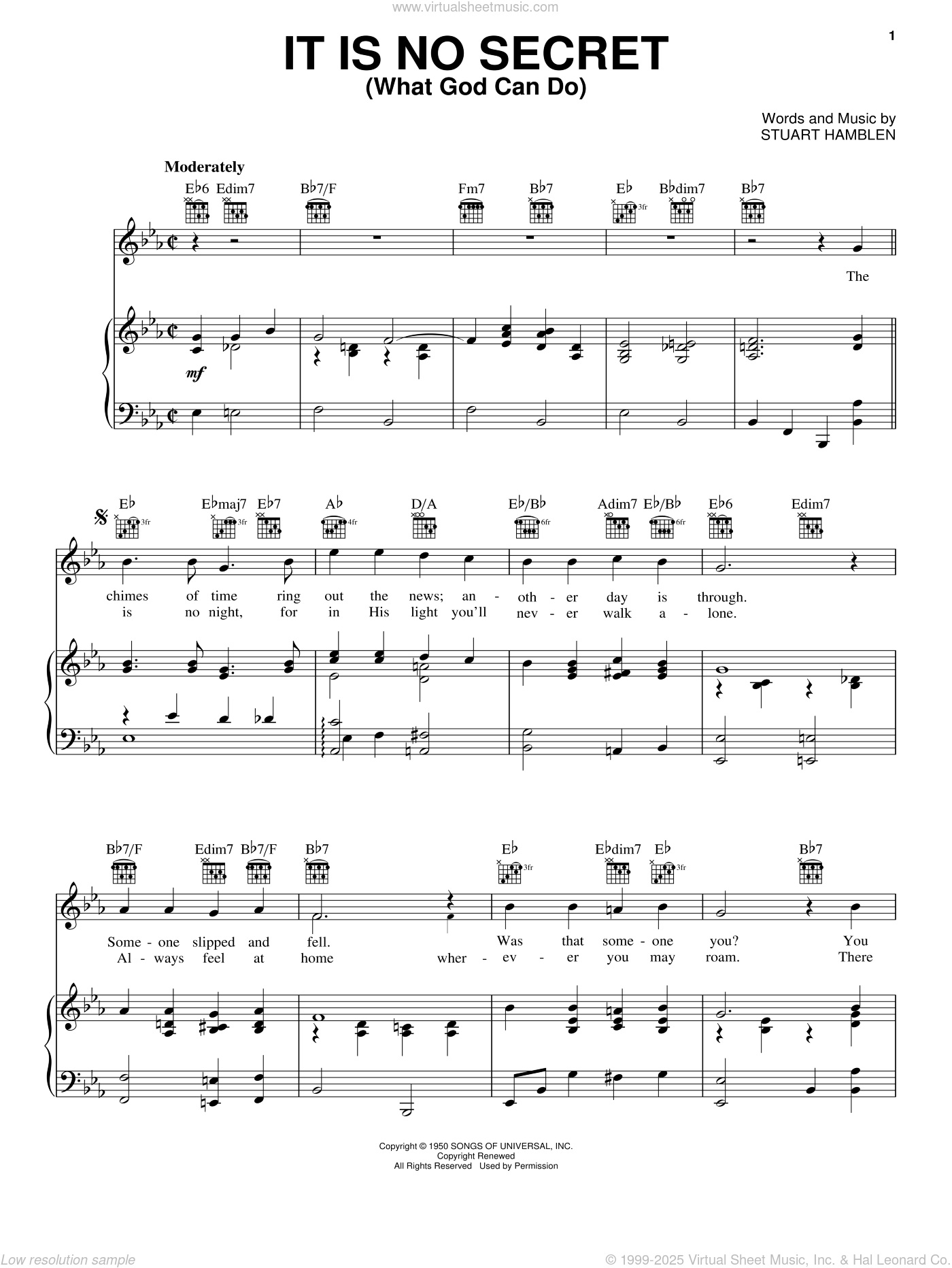 It Is No Secret (What God Can Do) sheet music for voice, piano or 