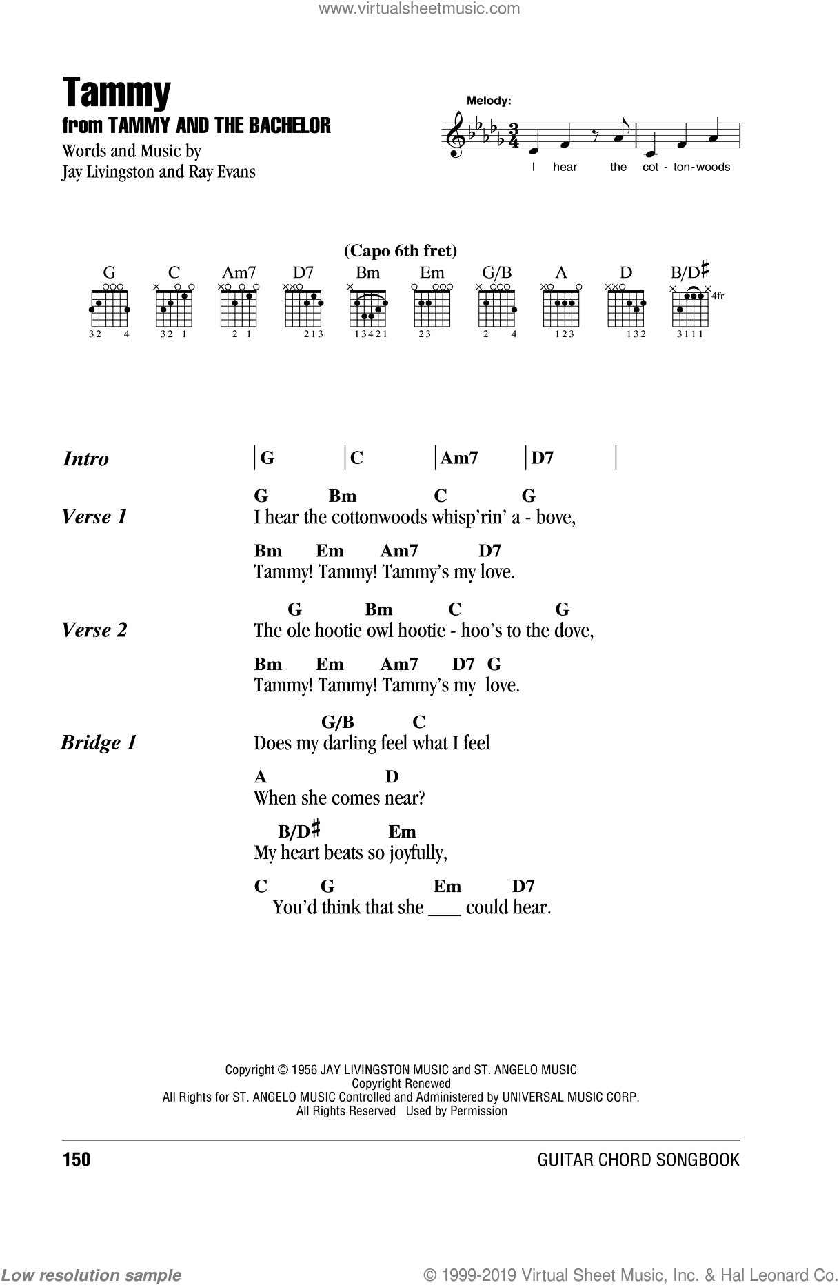 Tammy sheet music for guitar (chords) (PDF)