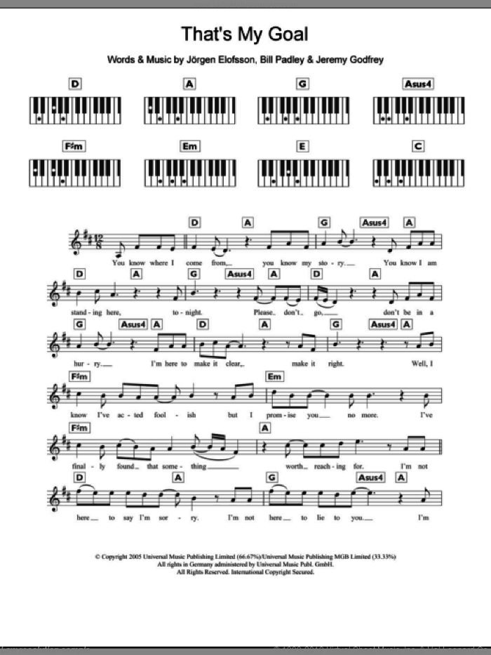 Ward That S My Goal Sheet Music For Piano Solo Chords Lyrics