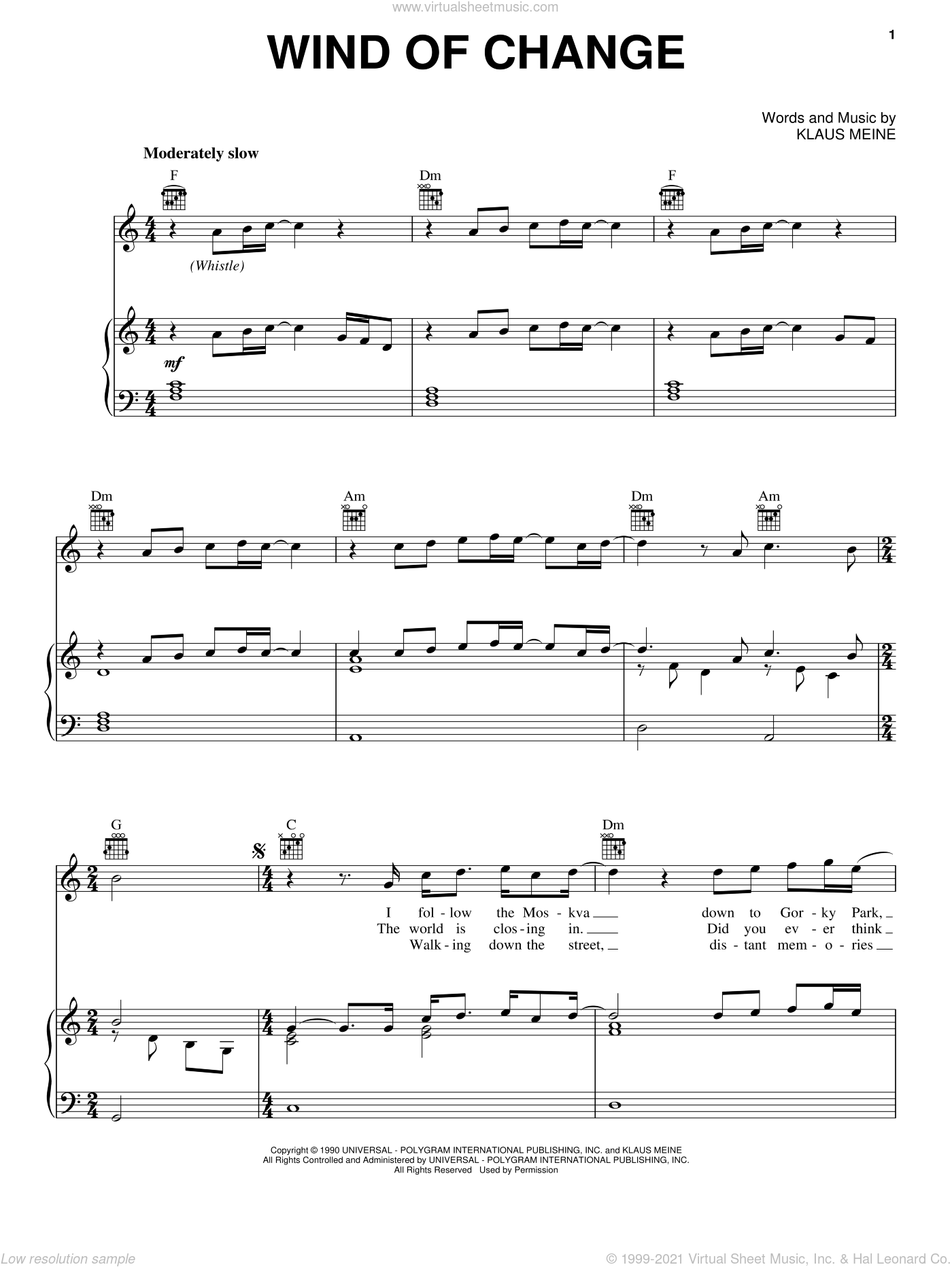 Free sheet music: Wind Of Change- by Scorpions, Play and Download any time