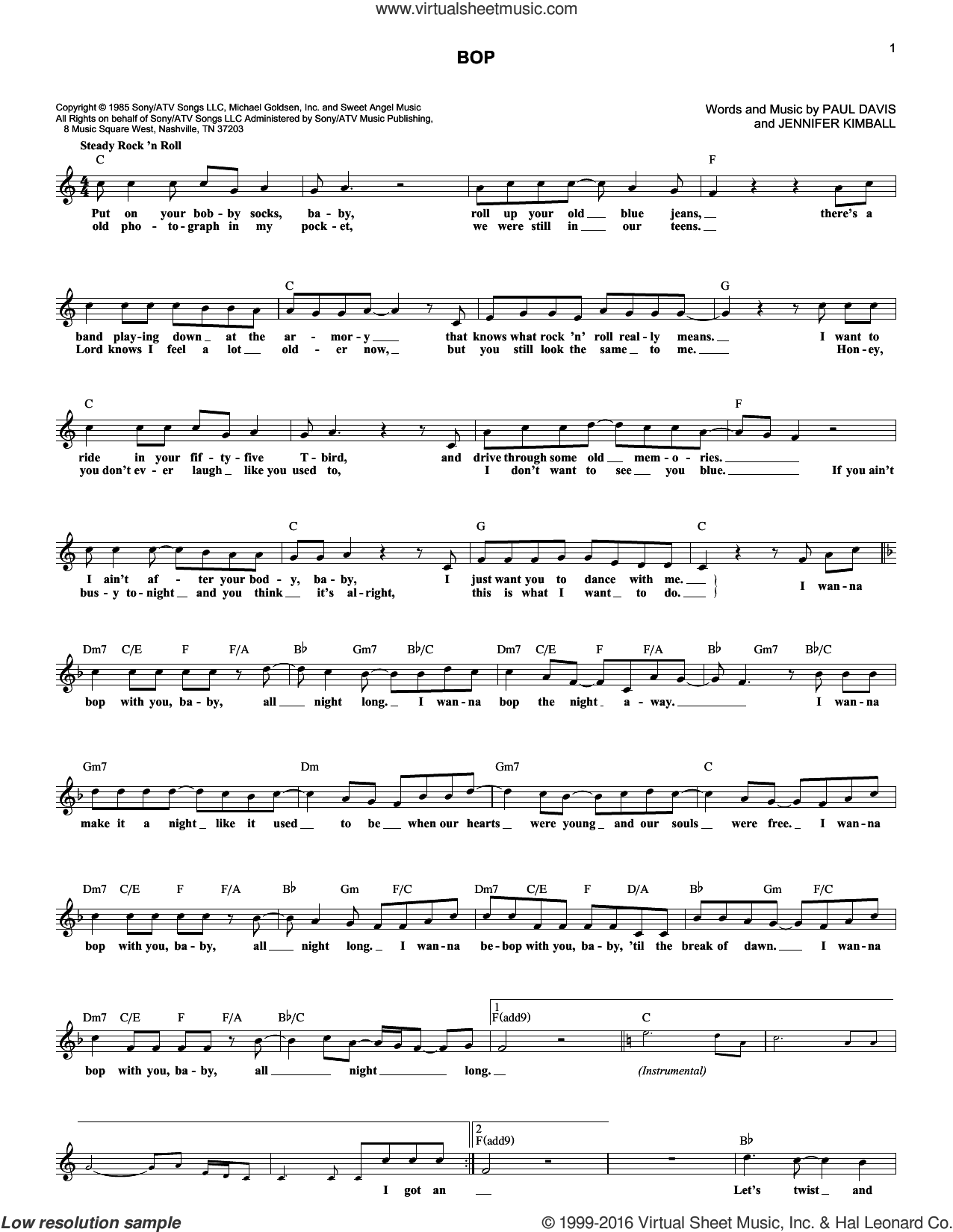 Bop sheet music for voice and other instruments (fake book) (PDF)