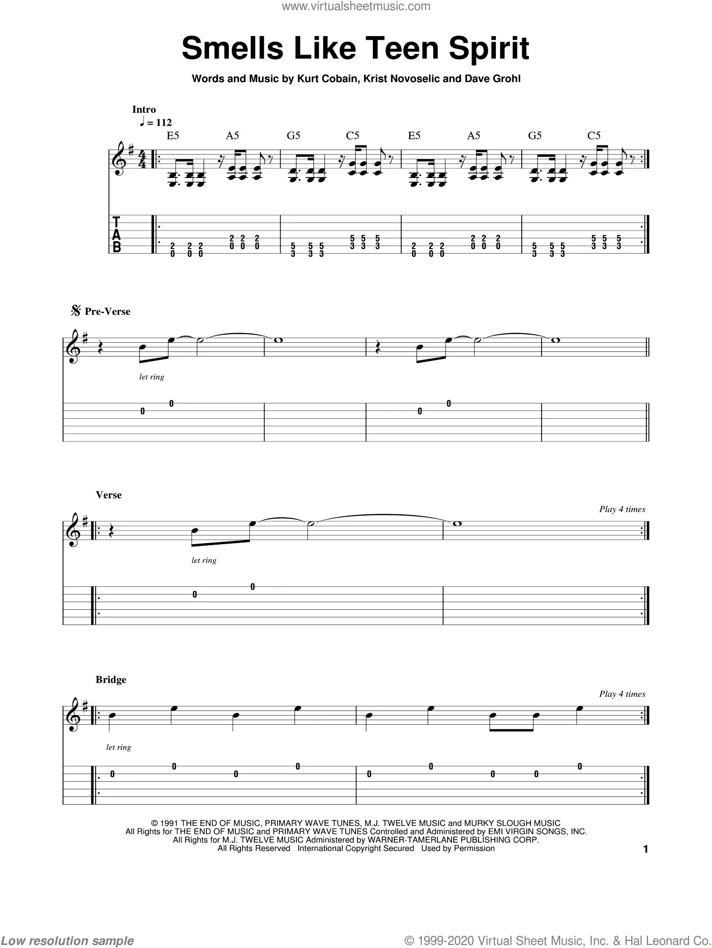 Smells like teen spirit solo tabs