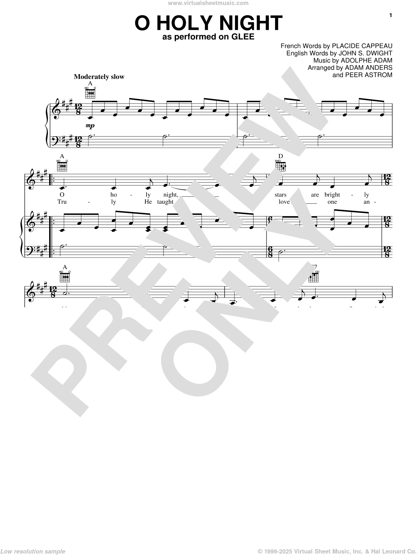 Cast - O Holy Night sheet music for voice, piano or guitar [PDF]