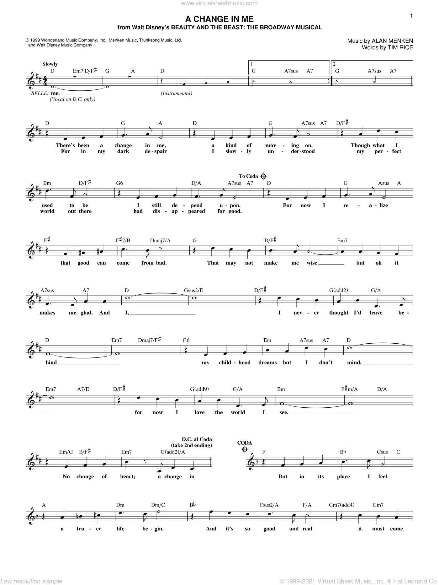 A Change In Me sheet music (fake book) (PDFinteractive)