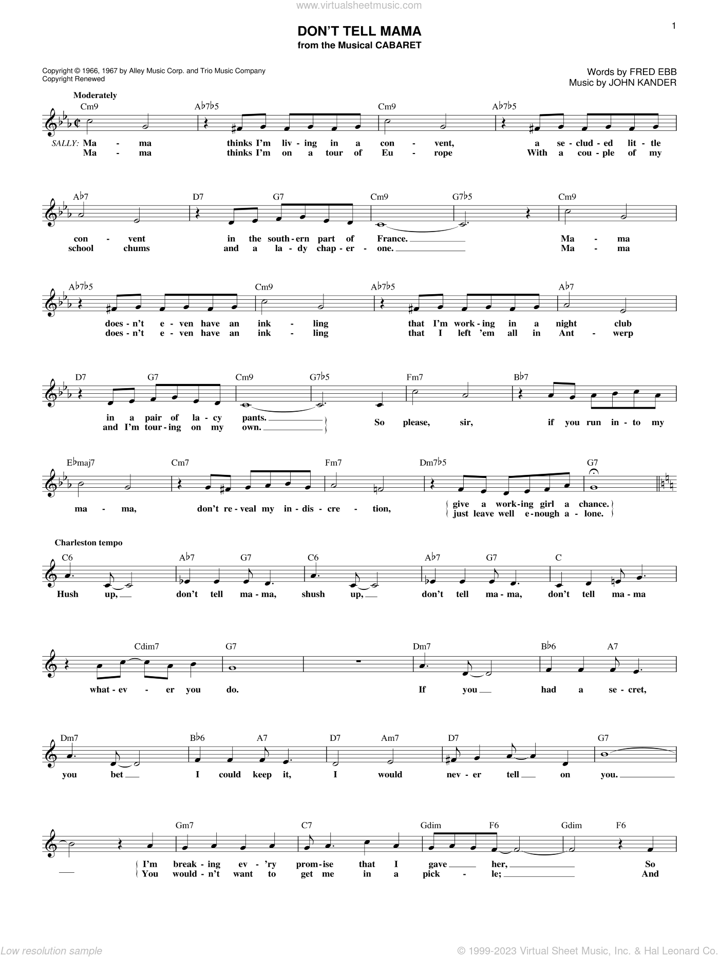 Ebb Don T Tell Mama Sheet Music Fake Book Pdf Interactive