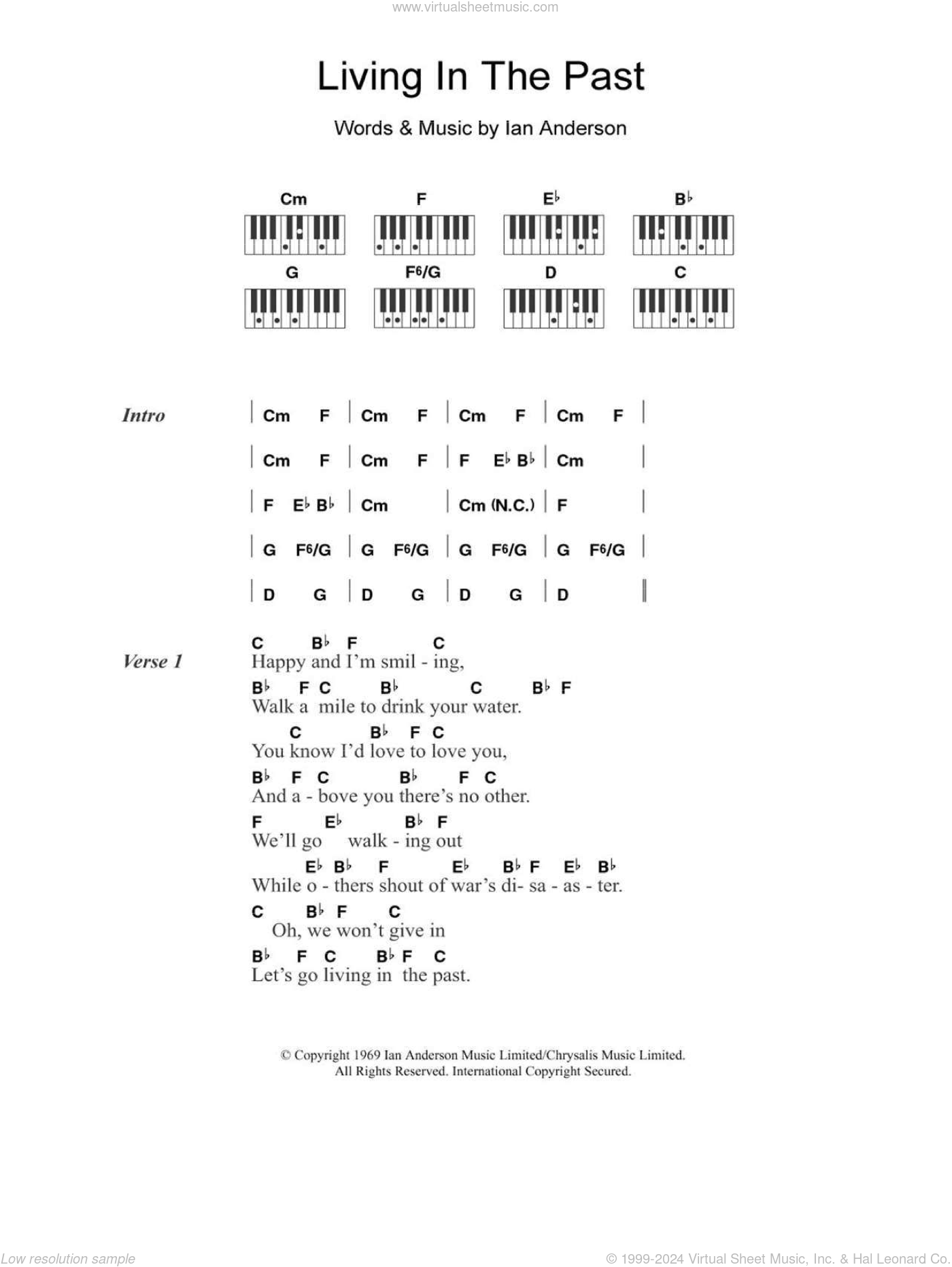 Living In The Past sheet music for piano solo (chords, lyrics, melody)