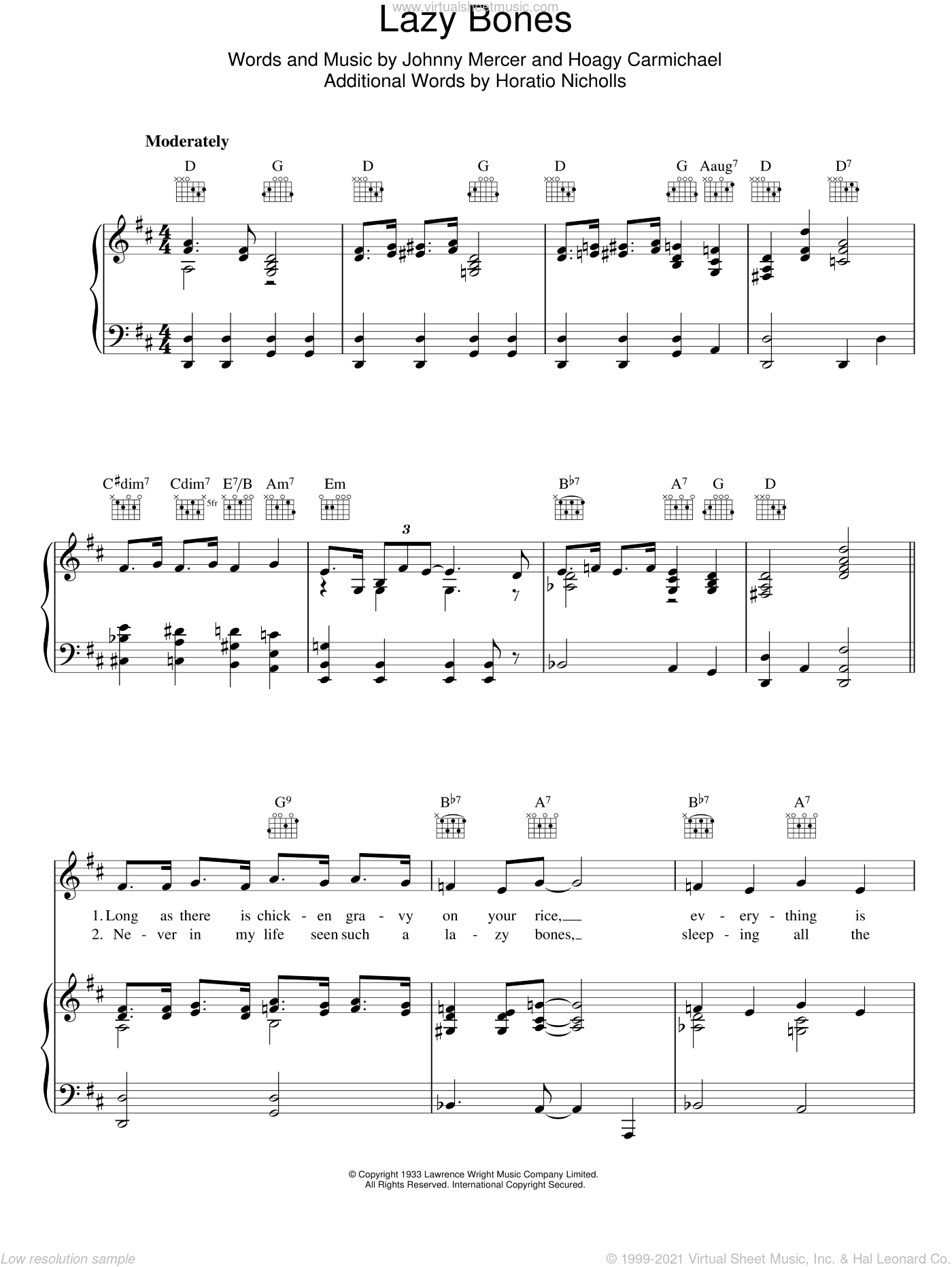 Mercer Lazybones Sheet Music For Voice Piano Or Guitar Pdf